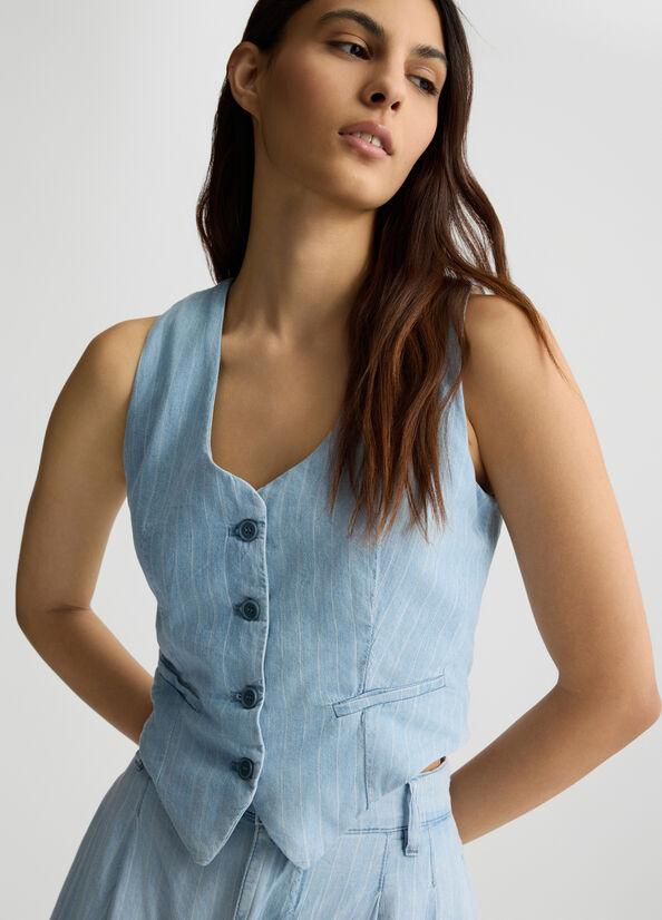 gilet in denim gessato UA5122D4989 78822 liU JO 