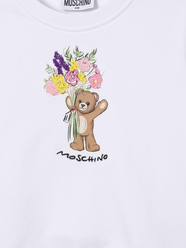 felpa con teddy fiori HLF02M LDA00 10101 MOSCHINO KIDS 