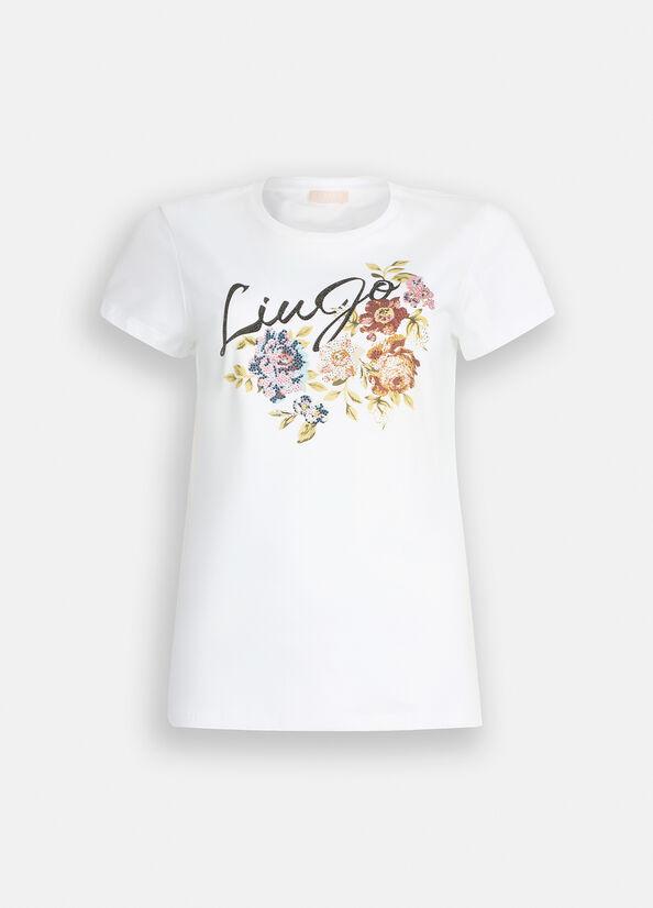 t-shirt con stampa MF5456JS923 P9165 LIU JO WHITE 