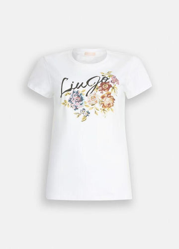 t-shirt con stampa MF5456JS923 P9165 LIU JO WHITE 