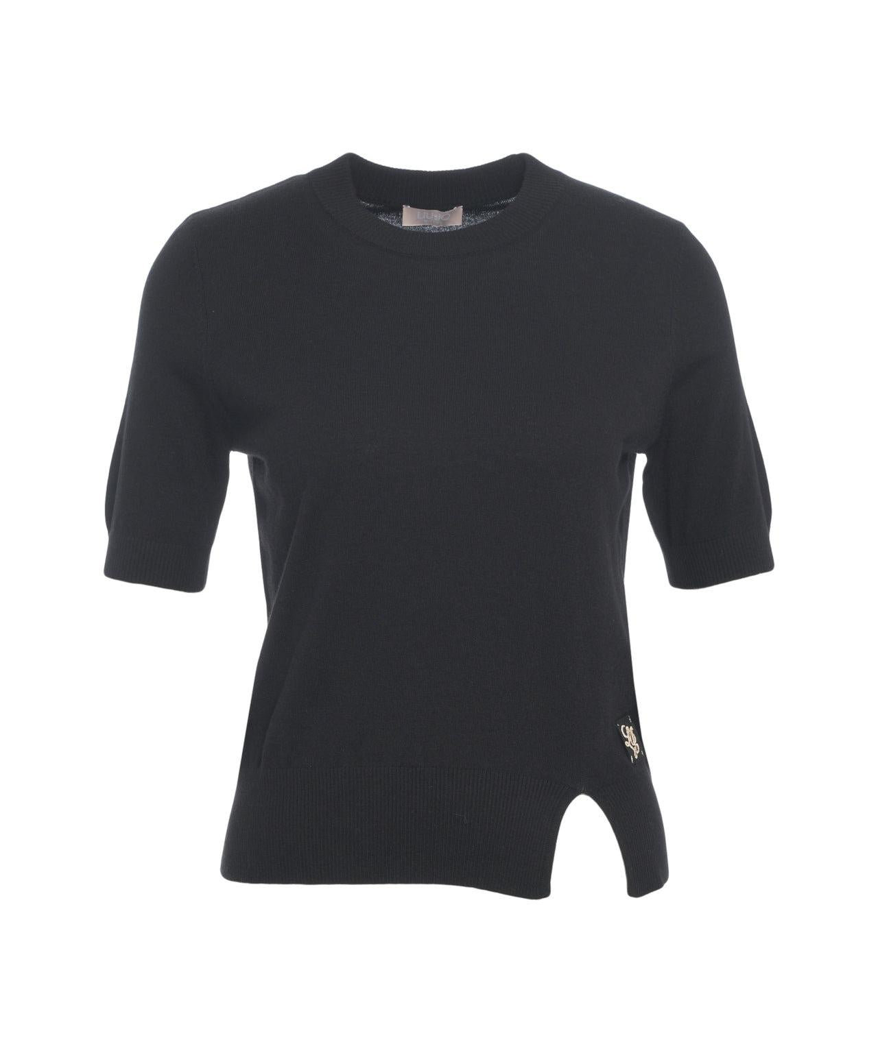 maglia con spacchetto e logo al fondo MF5377MA16R 22222 LIU JO WHITE 