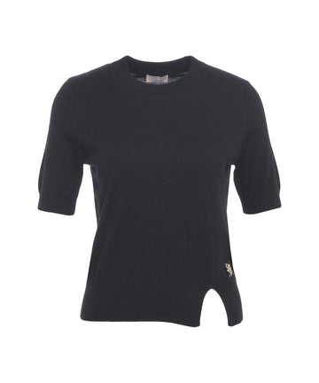 maglia con spacchetto e logo al fondo MF5377MA16R 22222 LIU JO WHITE 