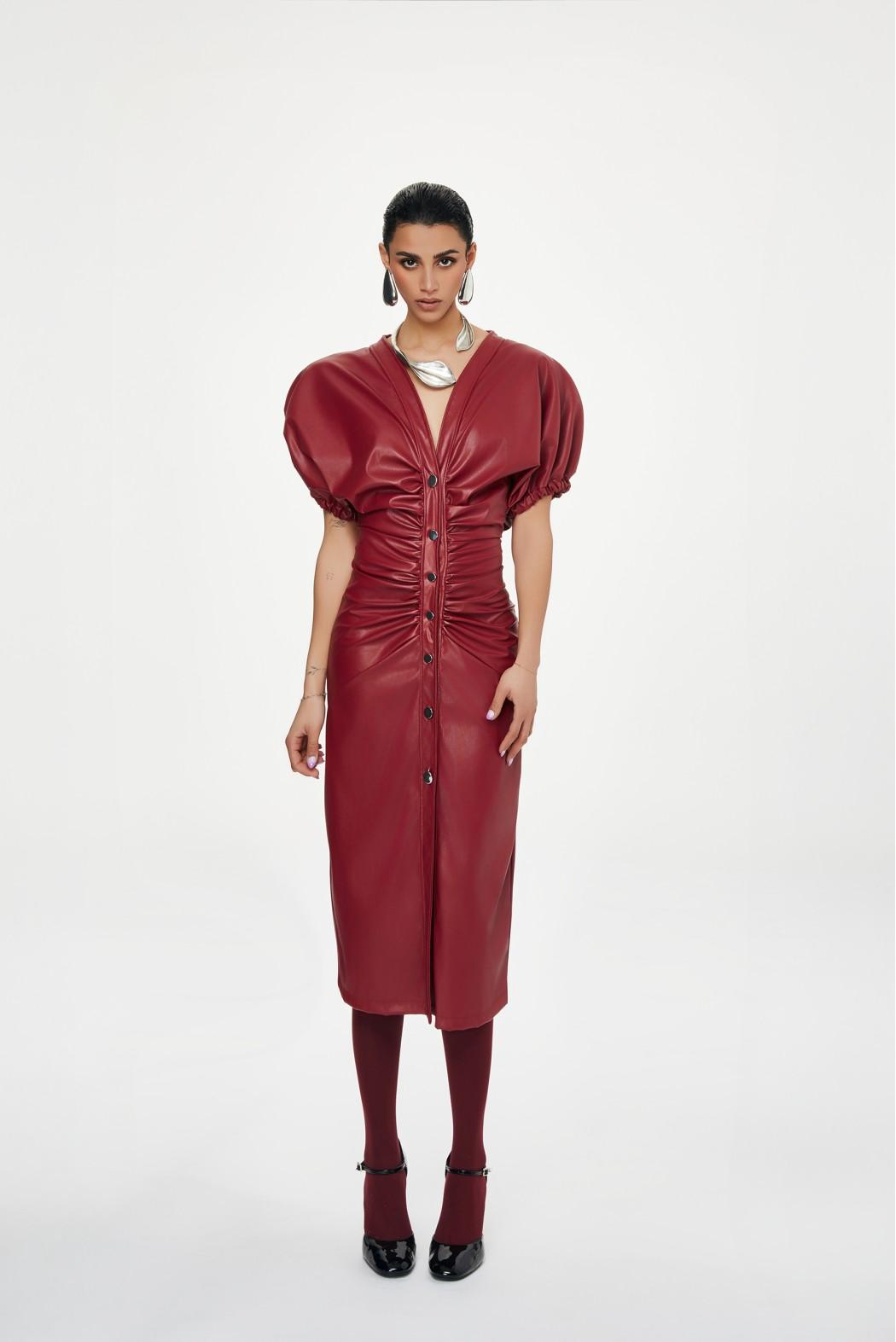 abito midi in ecopelle CHUNKY 112W59Y BORGOGNA TPN 