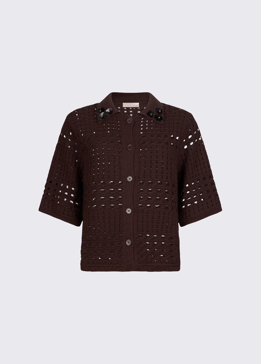 cardigan in crochet WA6325MA79R 91109 LIU JO WHITE 