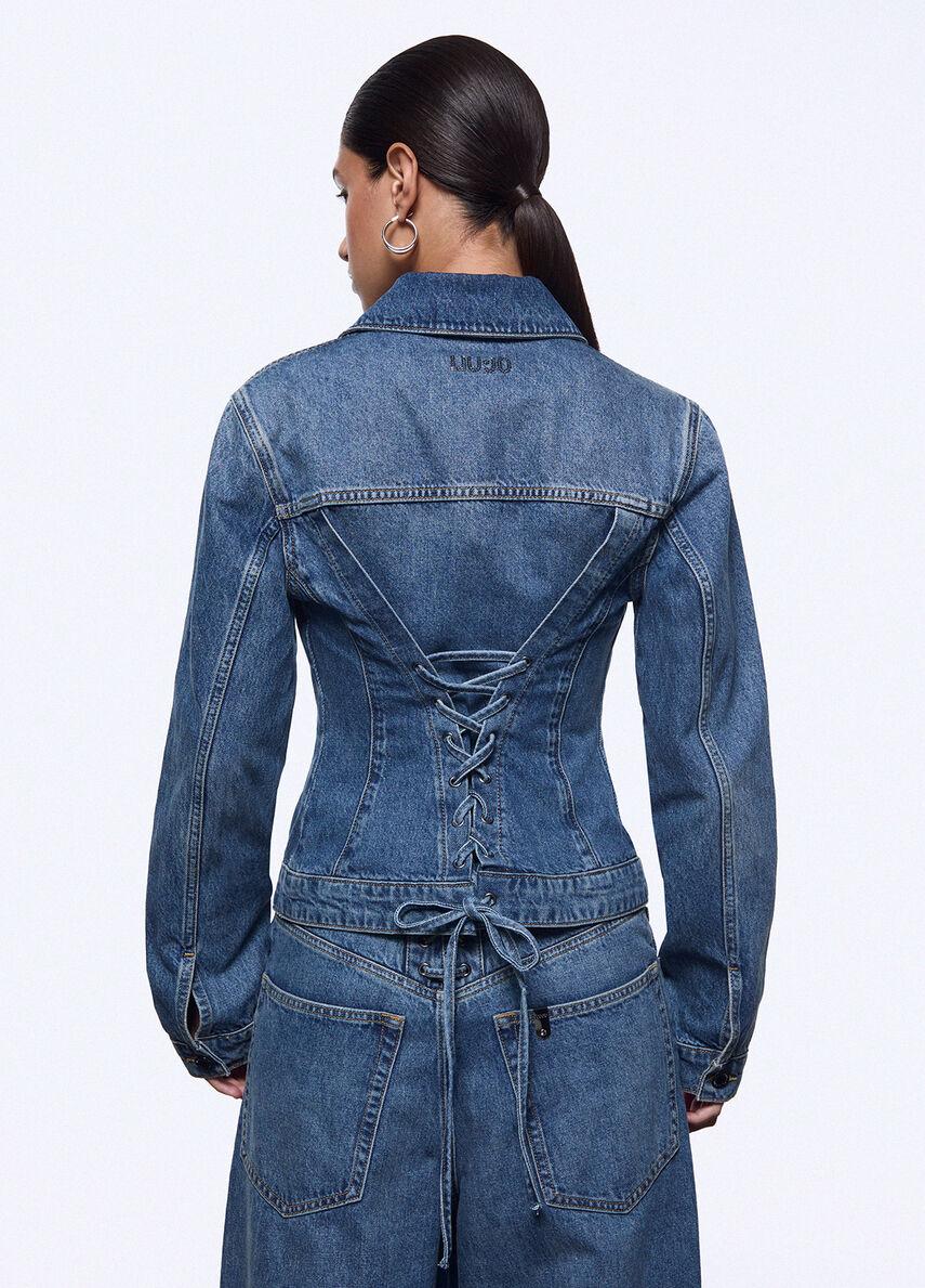 giacca in denim con stringhe UA6511D0400 79157 LIU-JO CAPSULE ELODIE 