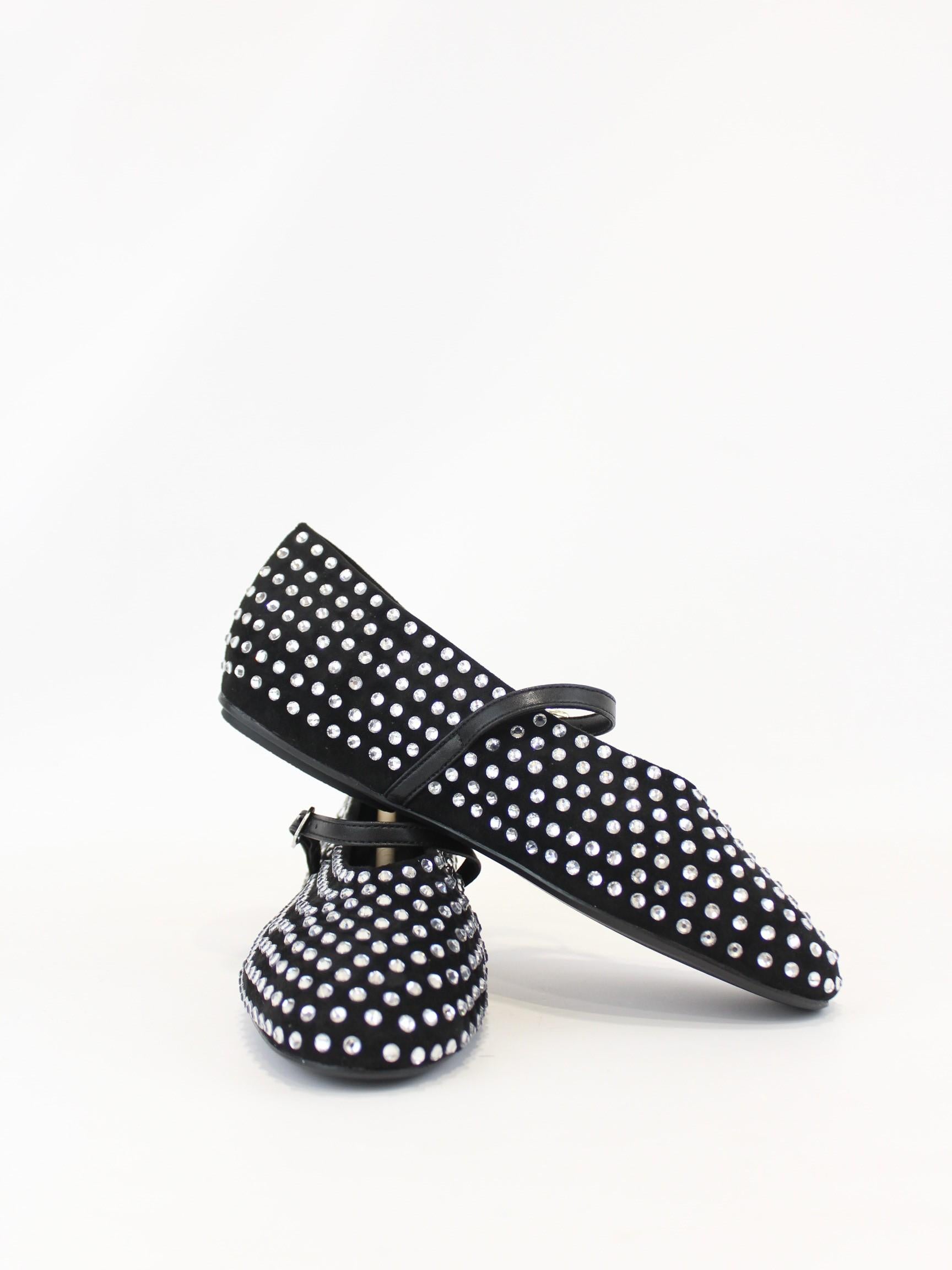 ballerina con applicazione gioiello AM3991 NERO OVYE' 