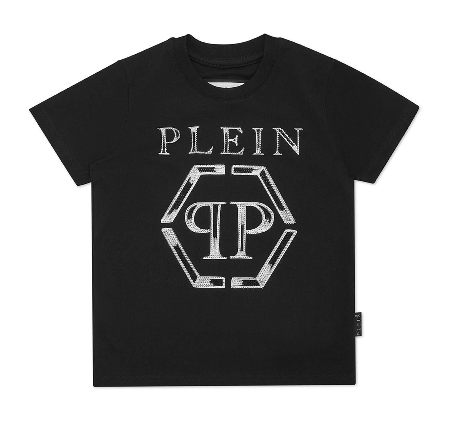 t-shirt con logo grande strass SAECBTK1338 PJY002N 0201 PHILIPP PLEIN 