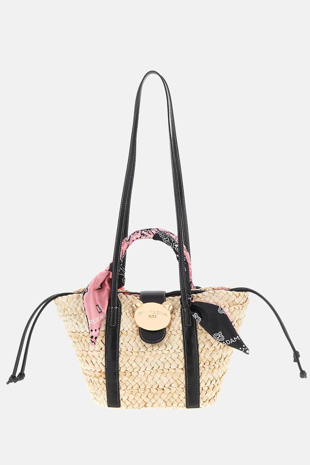 Borsa secchiello in paglia 1570SOLEIL BANDANA RUE MADAM PARIS 