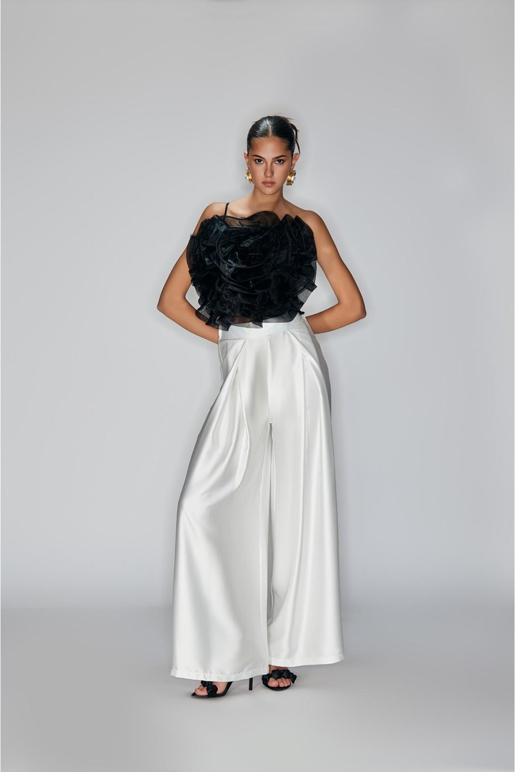 top con maxi fiore TAORMINA NERO ODI' ODI' 