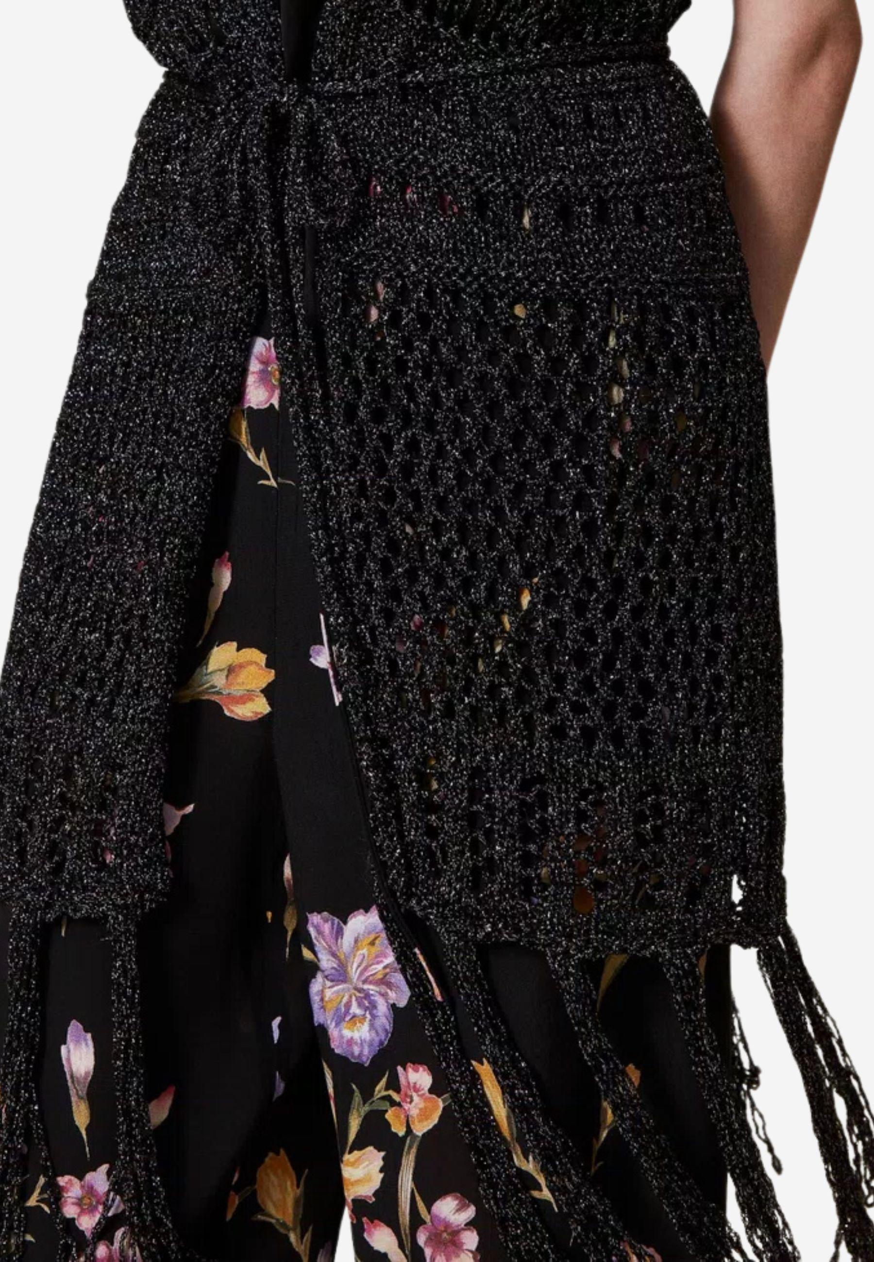 gilet con cinta e frange 251TA4360 00006 TWINSET 