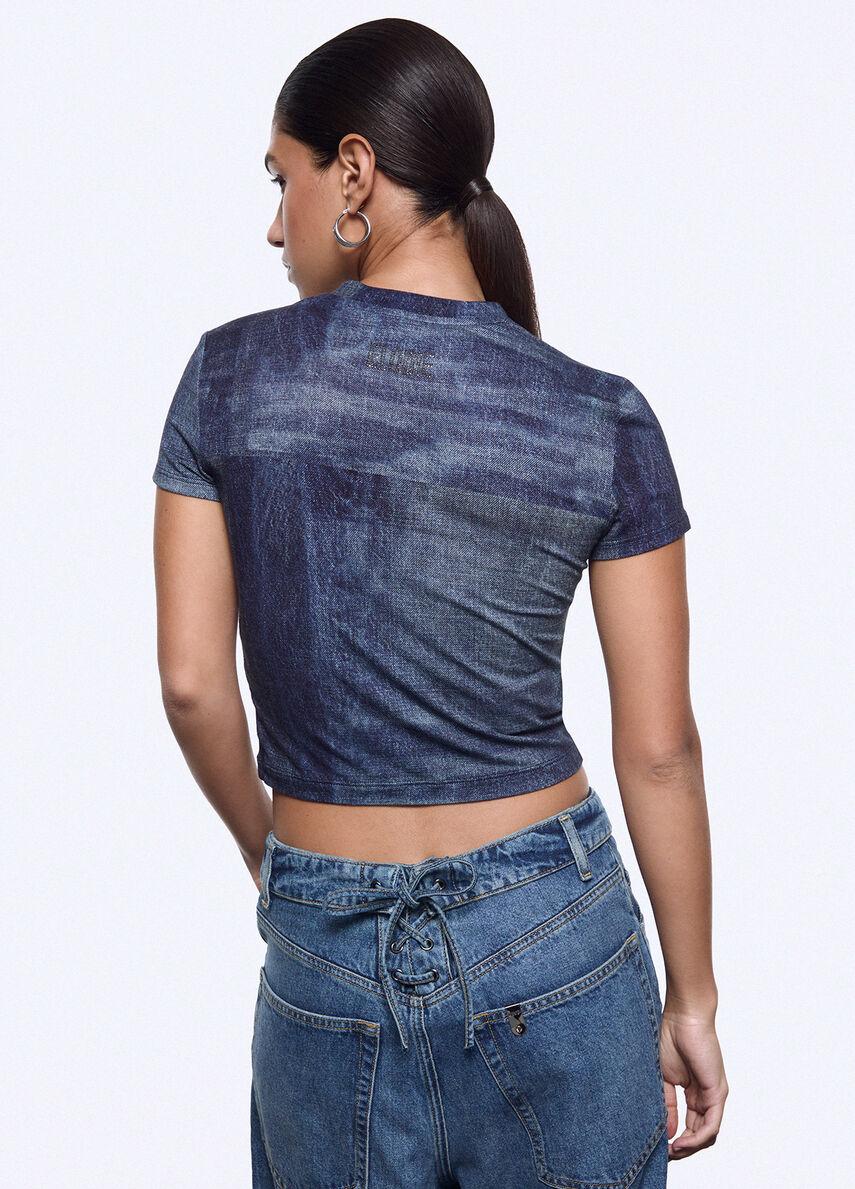 t-shirt cropped effetto denim UA6502J1624 L9680 LIU-JO CAPSULE ELODIE 