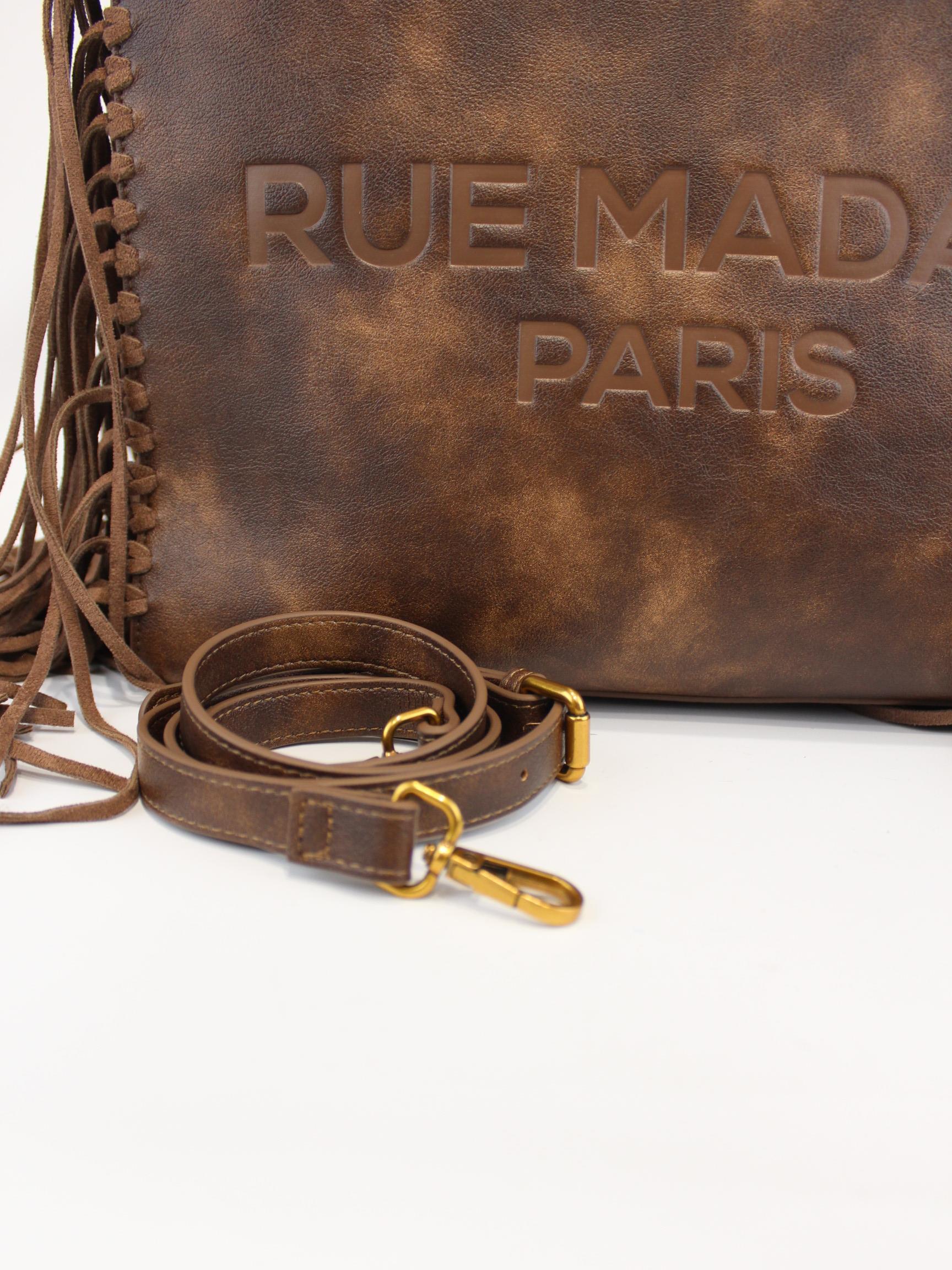 borsa tote texas con frange 1477 VINTAGE BROWN RUE MADAM PARIS 