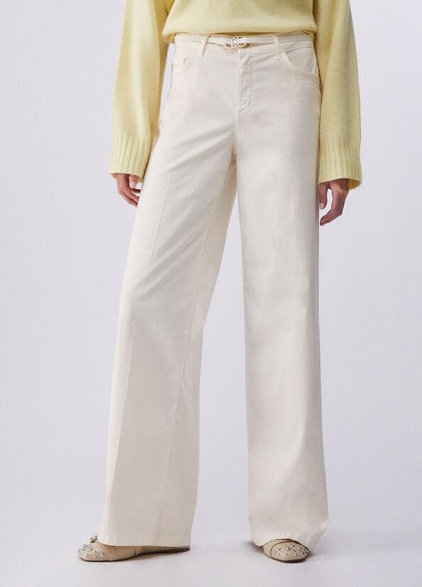 pantalone con cintura WA6274T9257 X0760 LIU JO WHITE 
