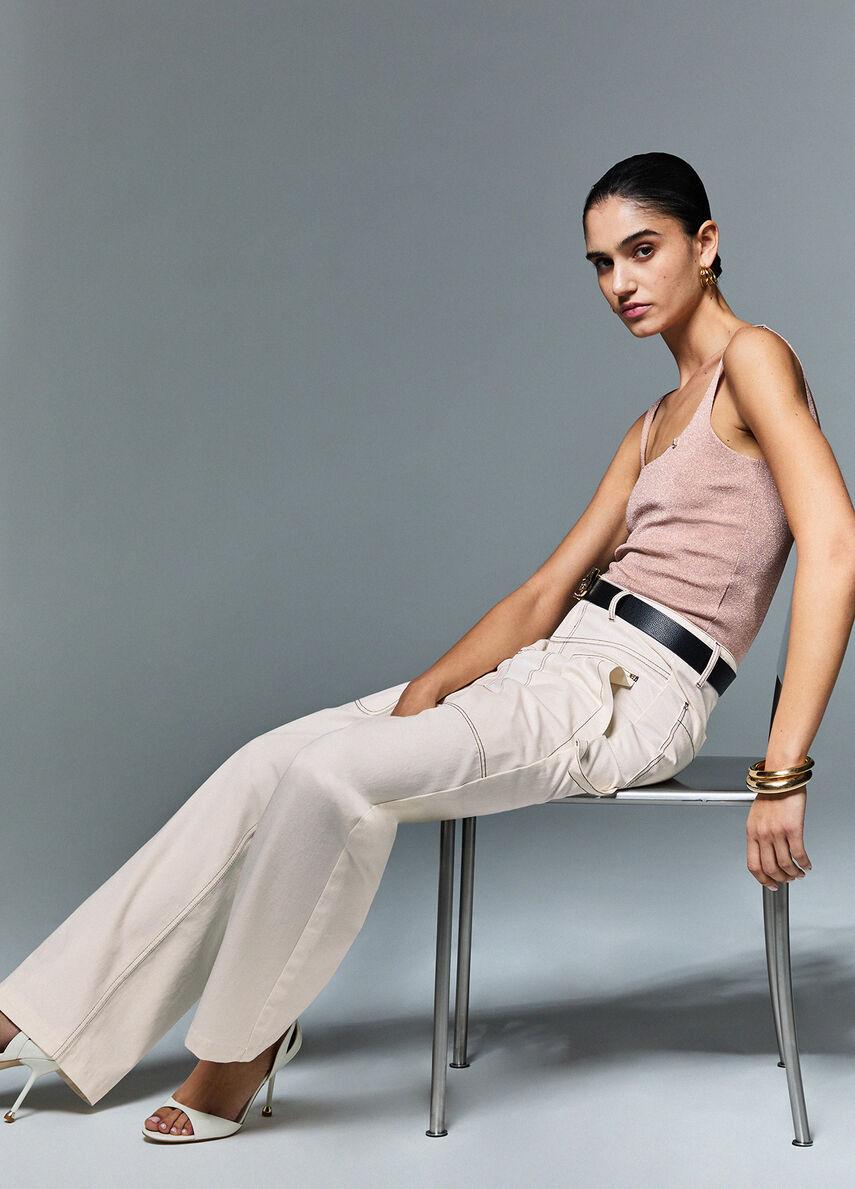 pantalone con maxi tasche WA6178T295A 10605 LIU JO WHITE 