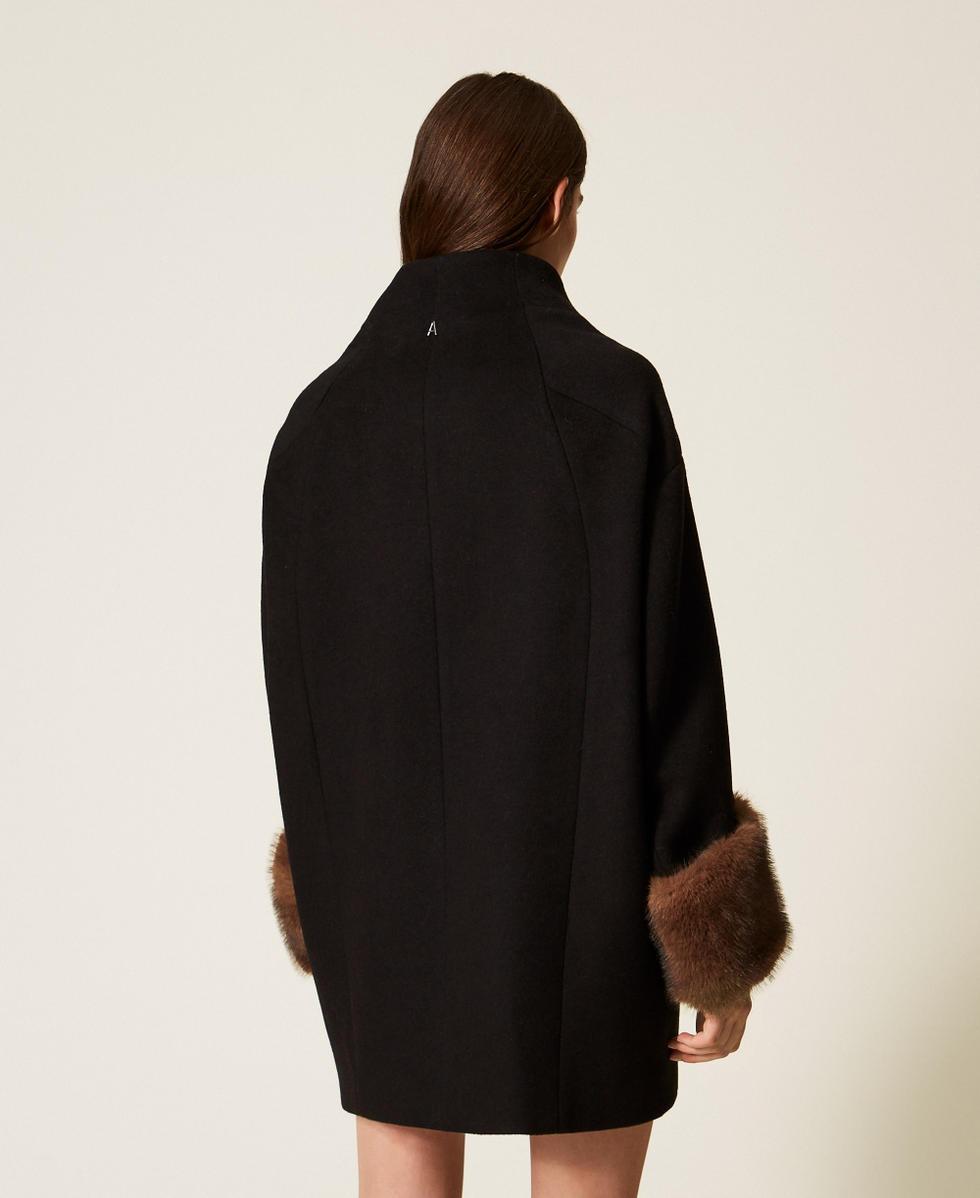 cappotto in panno velour con faux fur 252AT2241 00006 TWINSET ACTITUDE 