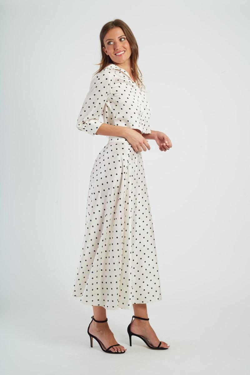 gonna lunga in raso P650009 DANIELLE 20 ECRU DERHY 