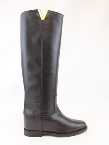 stivale in pelle liscia con V 2568 PELLE TESTA DI MORO VIA ROMA 15 