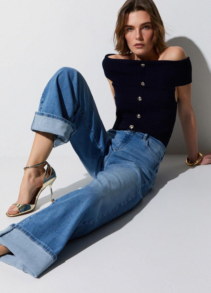 jeans flare con risvolto UA6161D0264 78899 LIU JO DENIM 