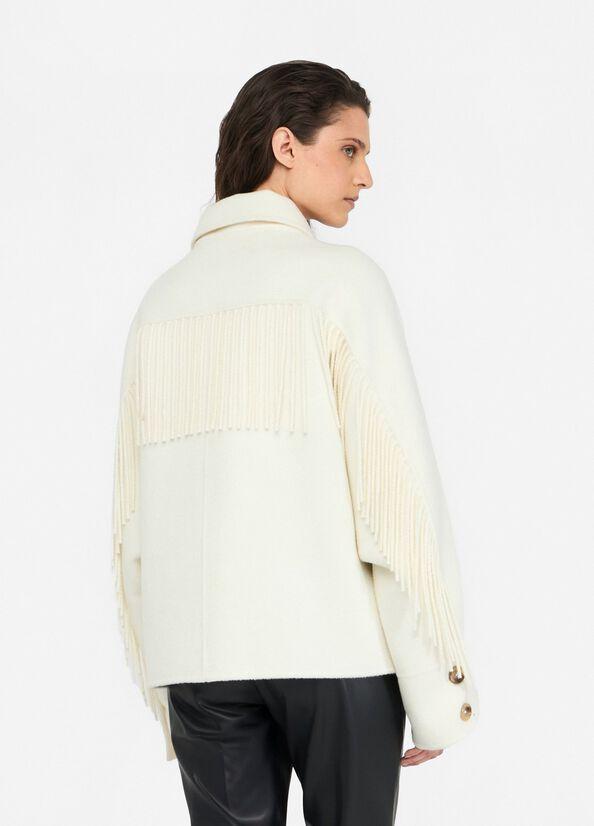 caban in lana con frange CF5059T4627 10608 LIU JO BLACK 