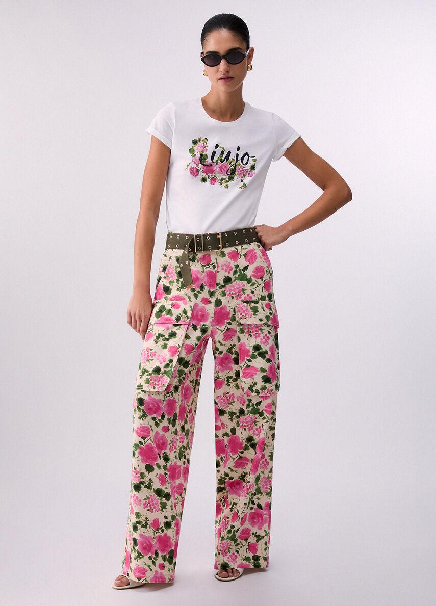 t-shirt con stampa strass WA6493JS923 P9603 LIU JO WHITE 