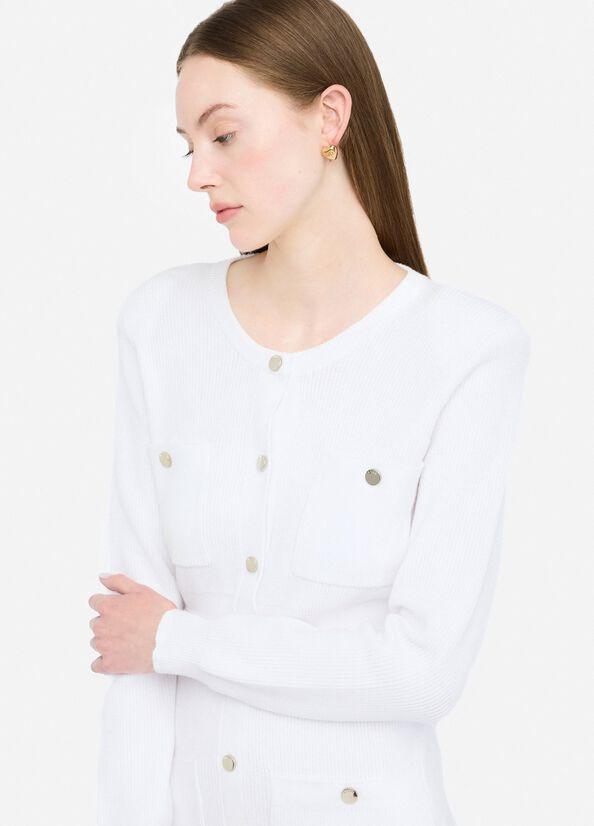 Abito in maglia con spalline MF5371MS99E 10701 LIU JO WHITE 