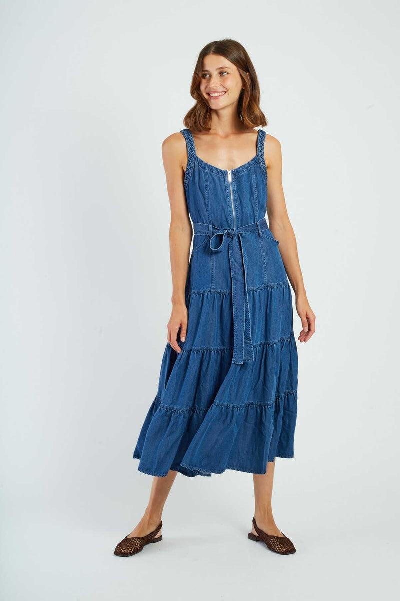 abito midi in denim P615032 GILLY DENIM BLE DERHY 