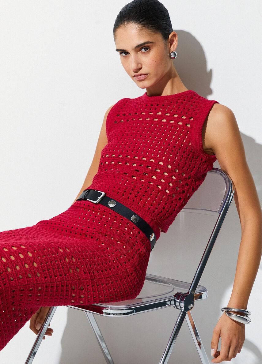 top in crochet WA6326MA79R 91955 LIU JO WHITE 