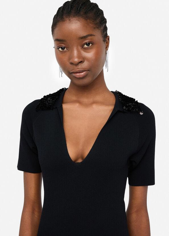 abito con pailettes al collo CF5037MS55N 22222 LIU JO BLACK 