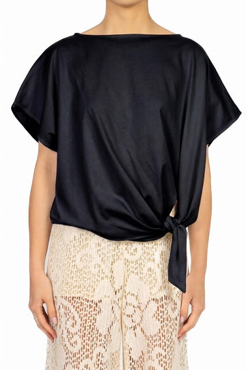 t-shirt con nodo frontale UAB0350 NERO VICOLO 