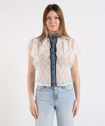 camicia in tulle UA6248J4081 79013 LIU JO DENIM 