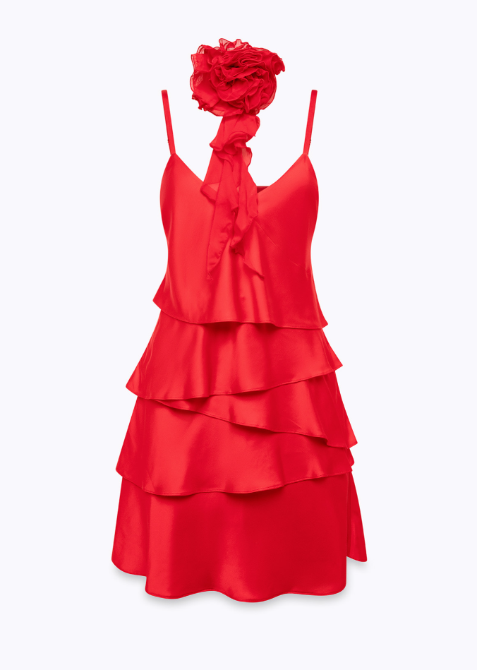 abito in raso a balze RA6007T448A 81663 Blugirl 