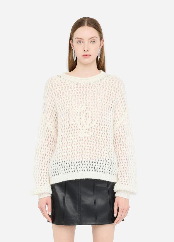 maglia in lana mohair MF5430MS039 10701 LIU JO WHITE 