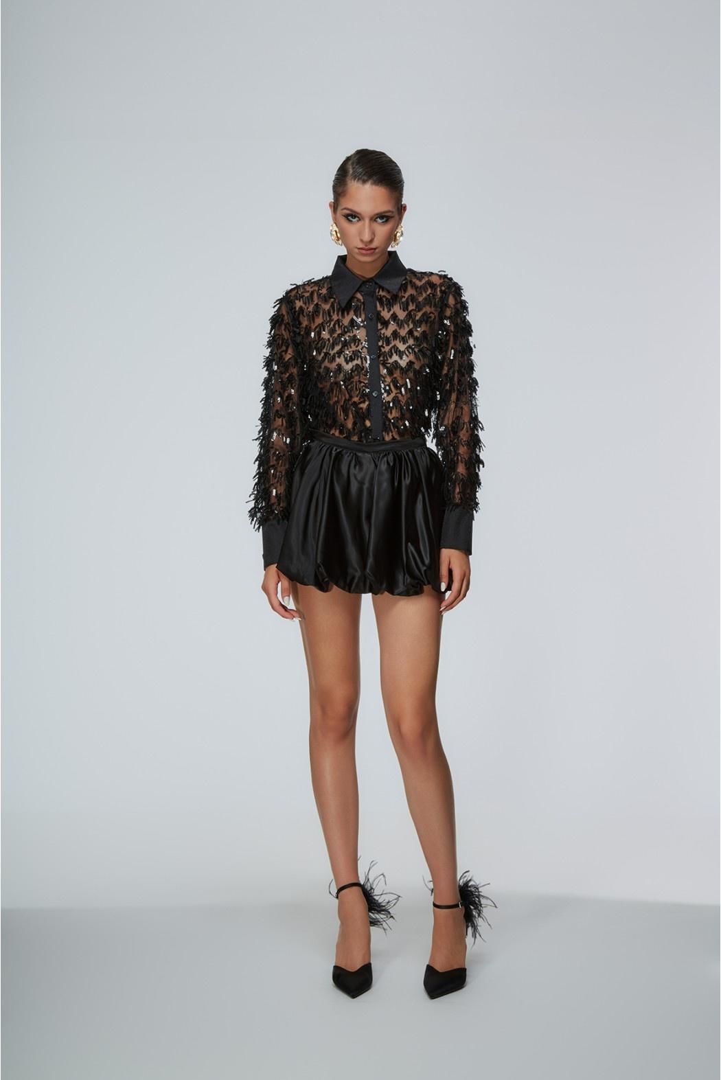 camicia con applicazioni MINORI NERO ODI' ODI' 