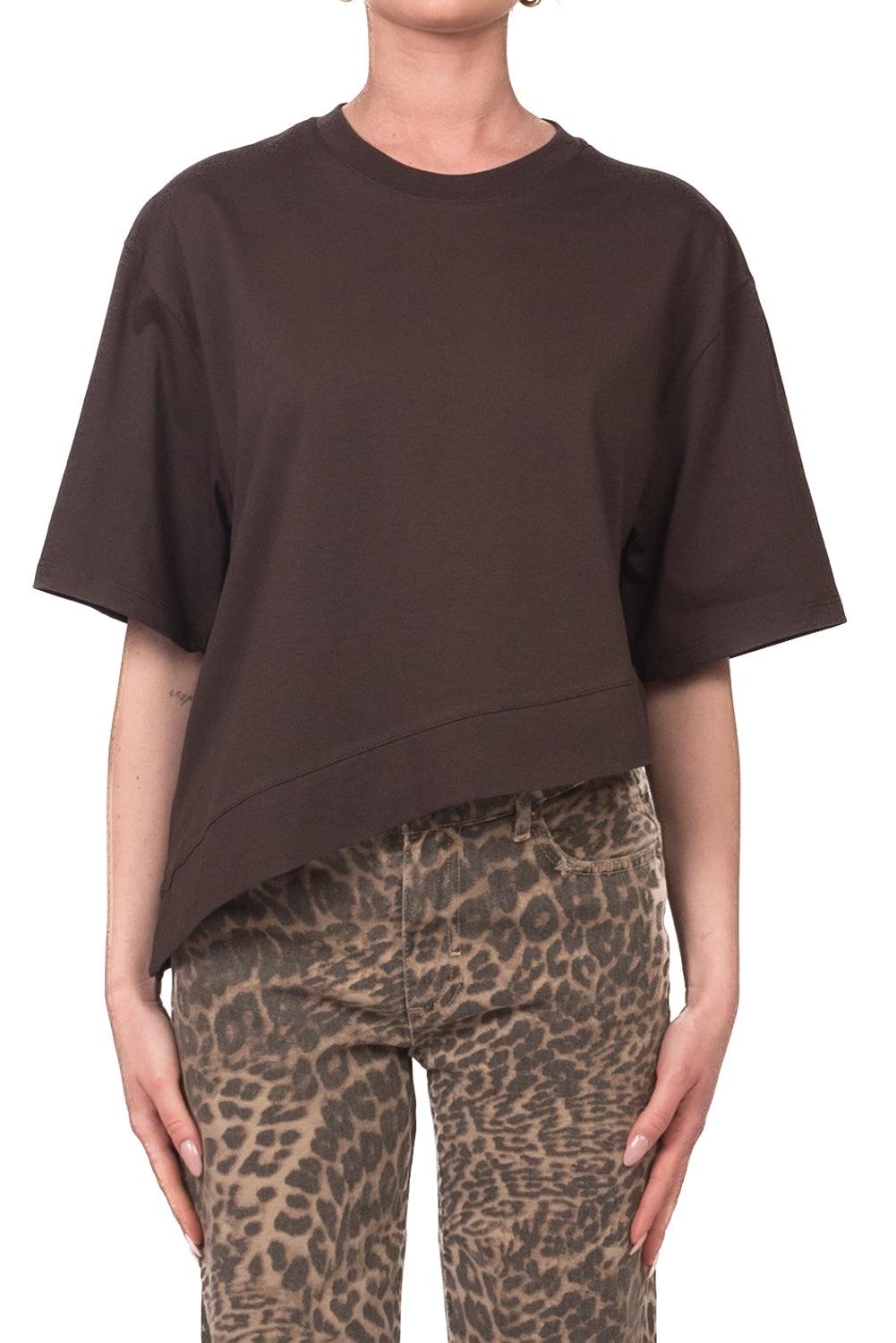 t-shirt asimmetrica UAB0281 MARRONE VICOLO 