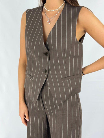 gilet gessato TD1979 MARRONE VICOLO 