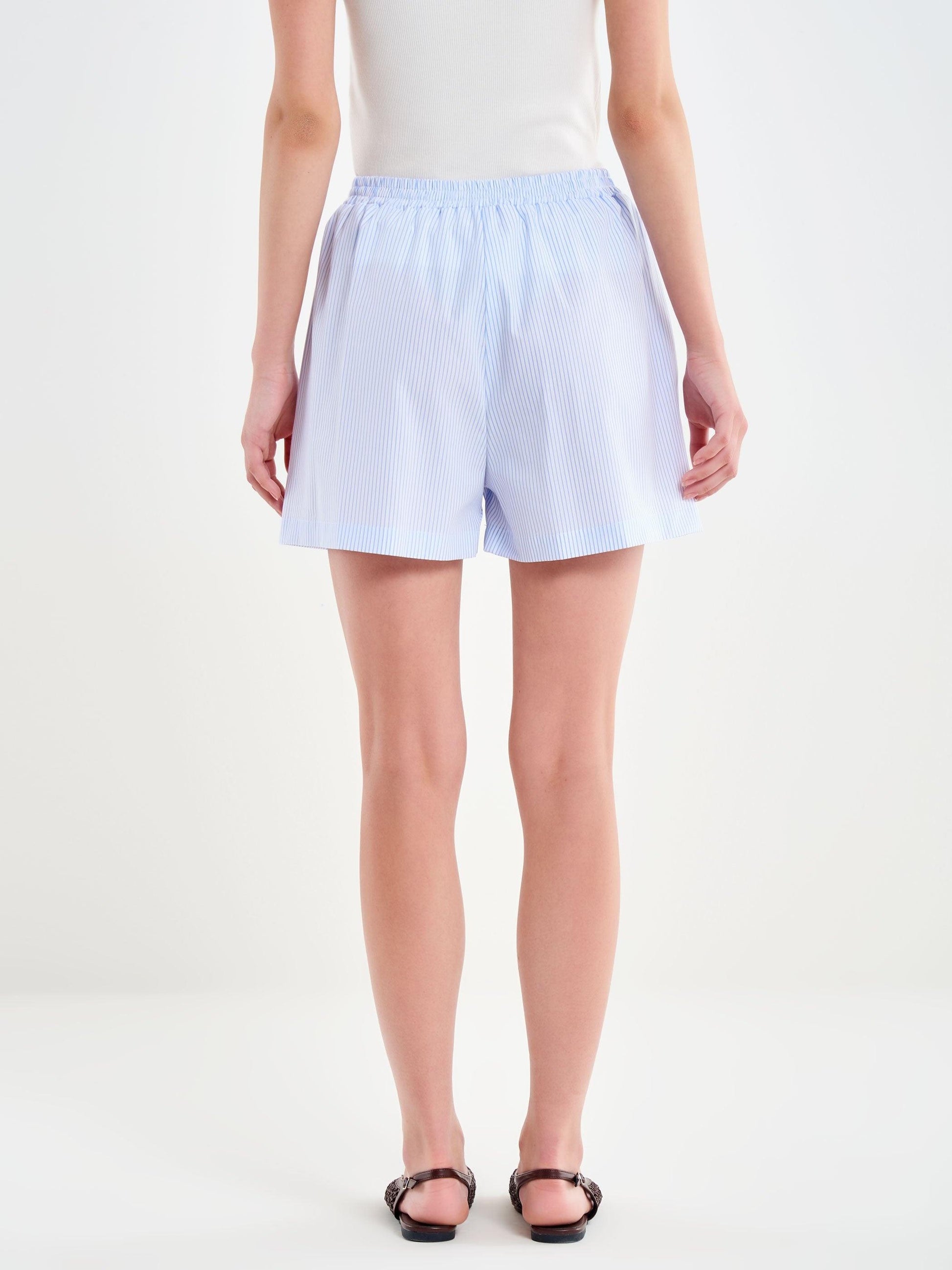 shorts a righe con bottoncini TAB3059 BIA/AZZ VICOLO 