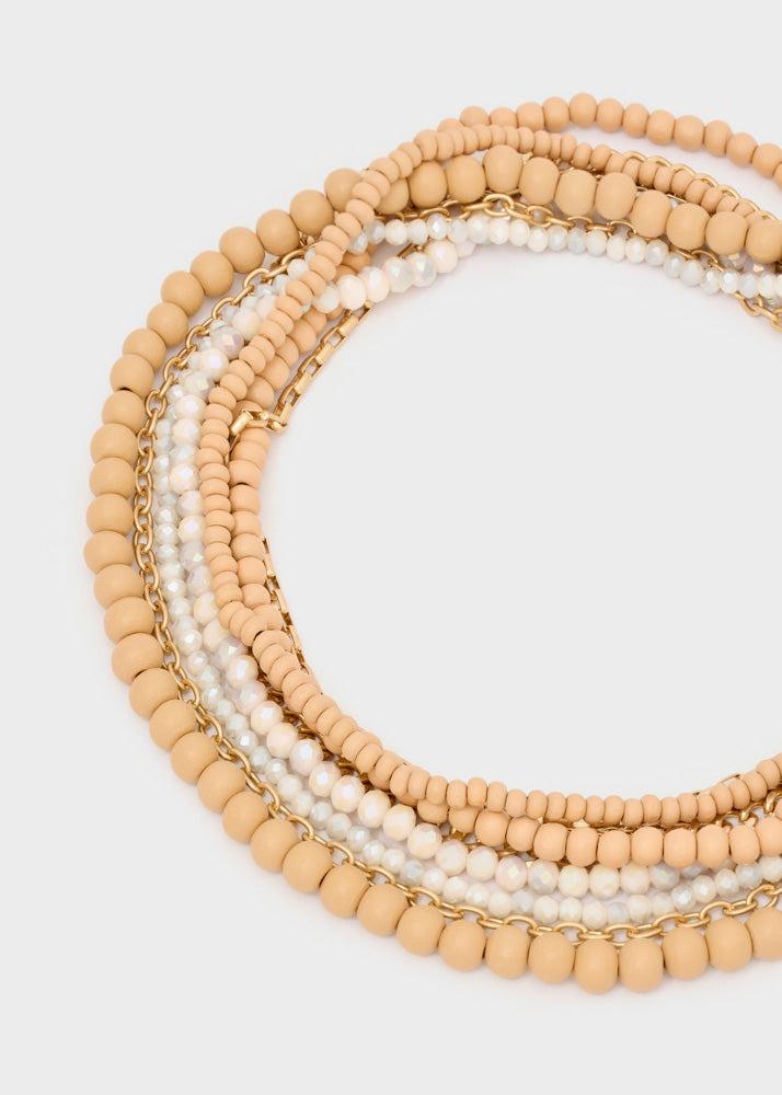 collana multifilo in legno e pietre ABCL0396 ORO NALI' 