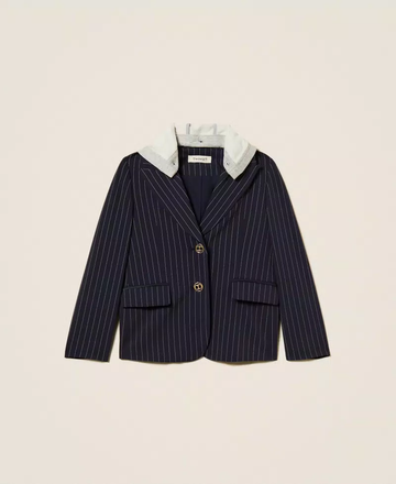 giacca gessata con cappuccio 252GJ2040 12713 TWINSET GIRL 