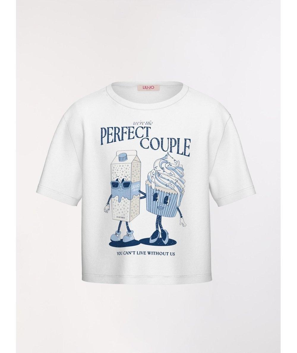t-shirt con stampa GA6185JS003 S1022 LIU JO JUNIOR 