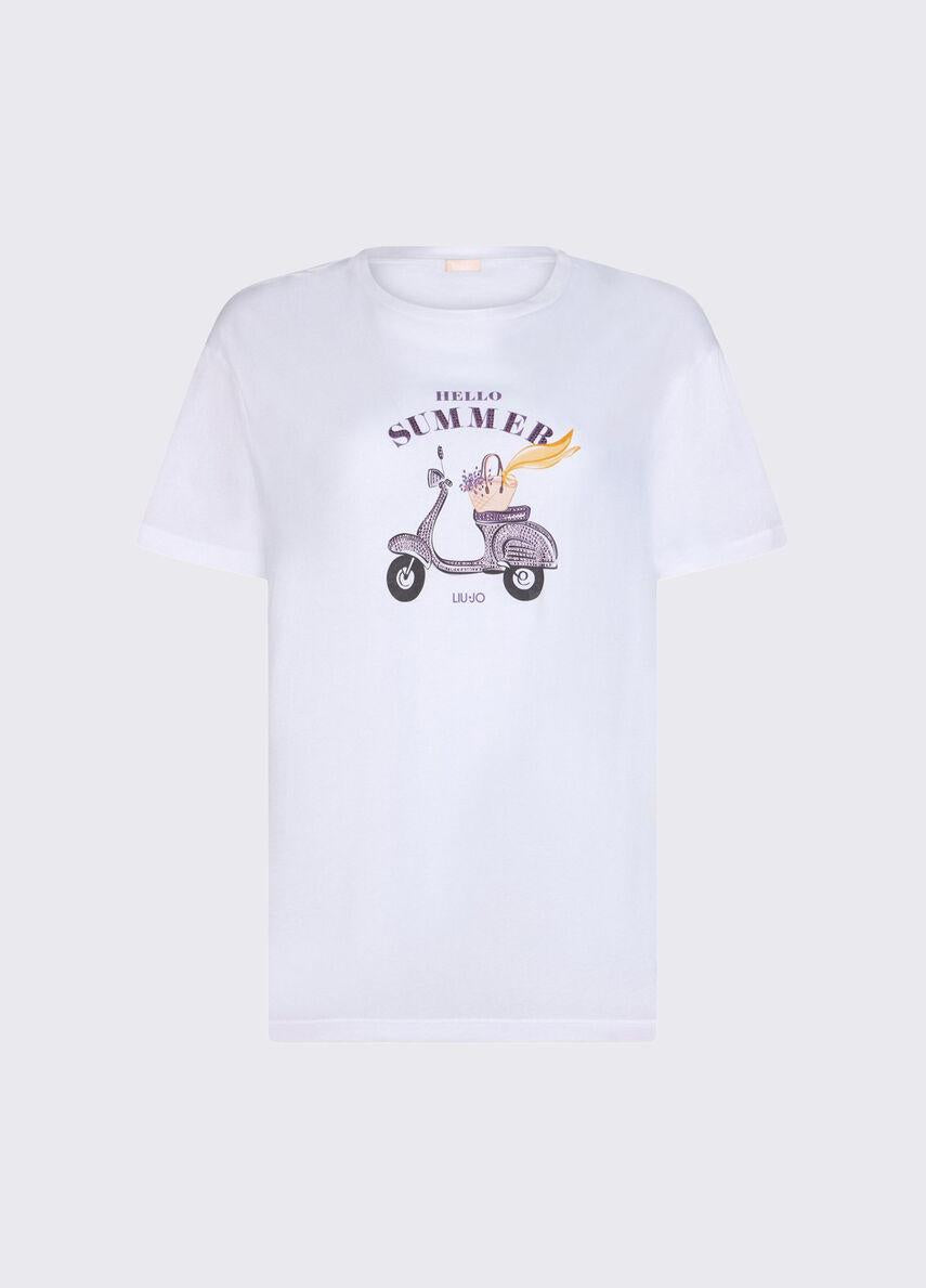 t-shirt con stampa grafica WA6502JS923 P9409 LIU JO WHITE 