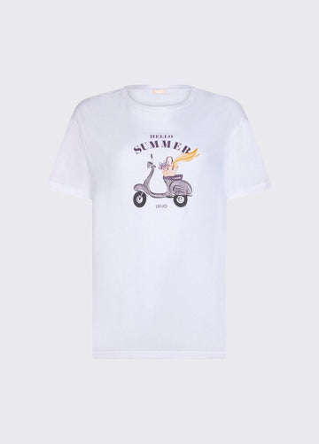 t-shirt con stampa grafica WA6502JS923 P9409 LIU JO WHITE 