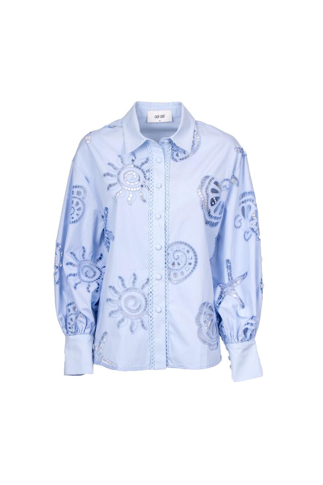 camicia con ricami ANACAPRI 250S6 CELESTE ODI' ODI' 