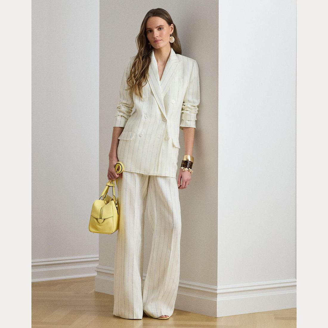 pantaloni in lino a righe 200-P08942 001 LAUREN RALPH LAUREN 
