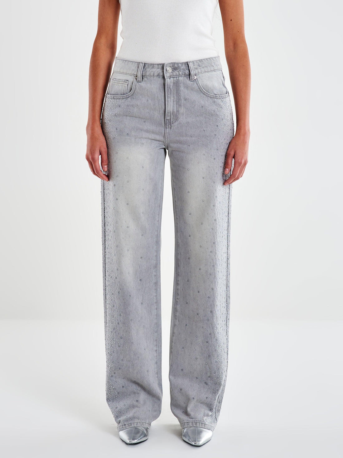 jeans aurora con strass DF5163 GRIGIO VICOLO 