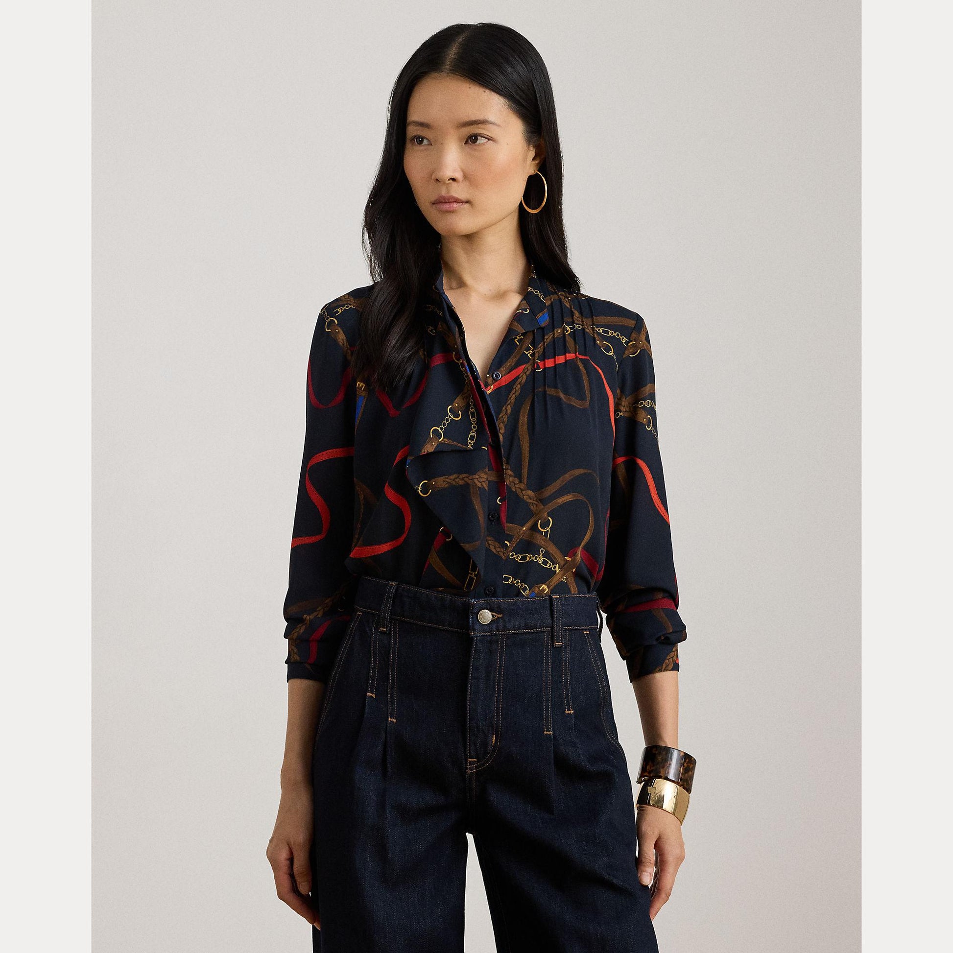 camicia con stampe a balze 200-P03553 001 LAUREN RALPH LAUREN 