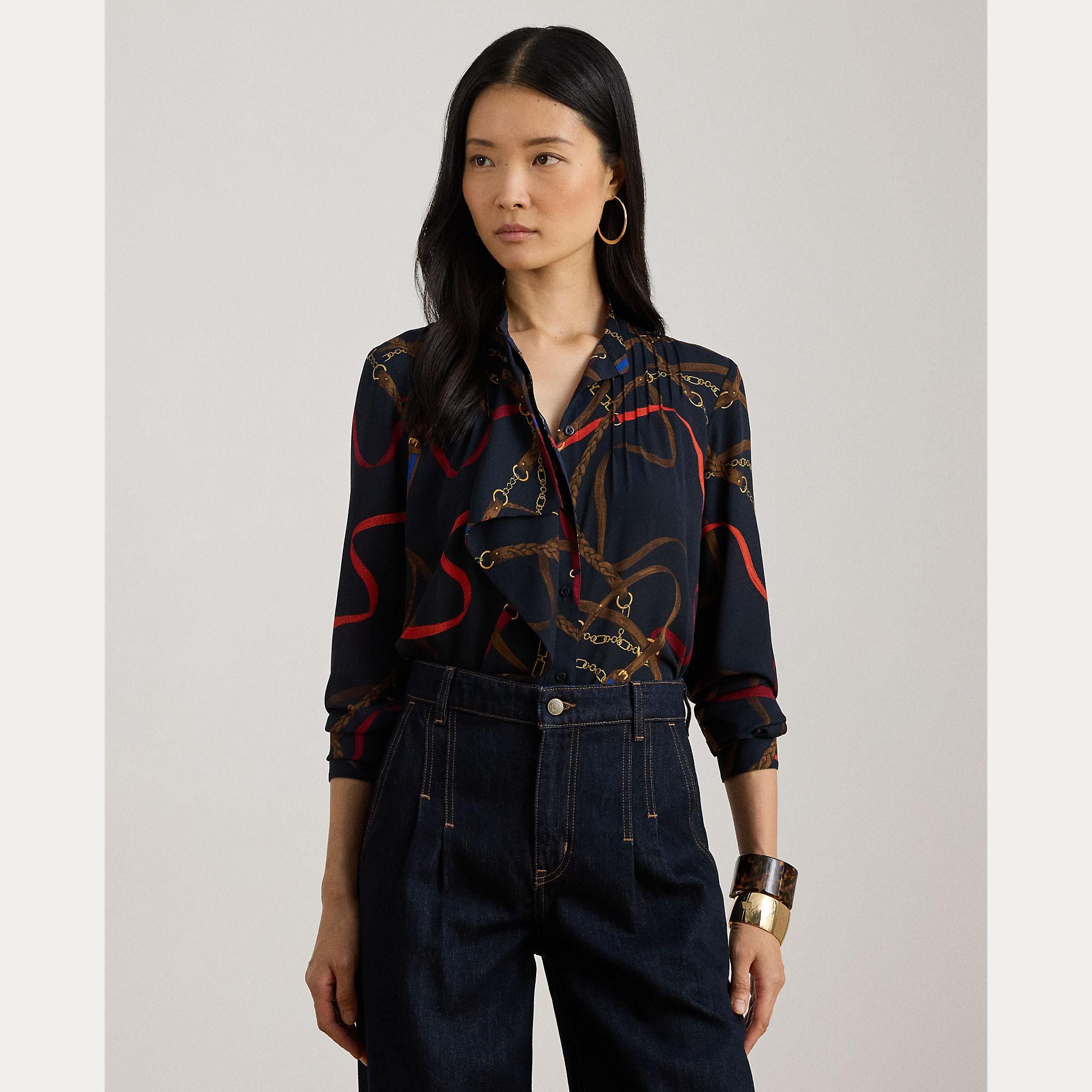 camicia con stampe a balze 200-P03553 001 LAUREN RALPH LAUREN 