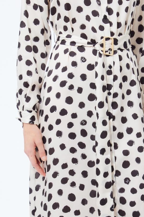 abito lungo a pois con cinta UF5249T045A M9168 LIU JO DENIM 