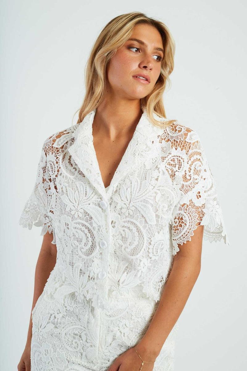 camicetta corta in pizzo P620007 AERIS 2 BLANC DERHY 