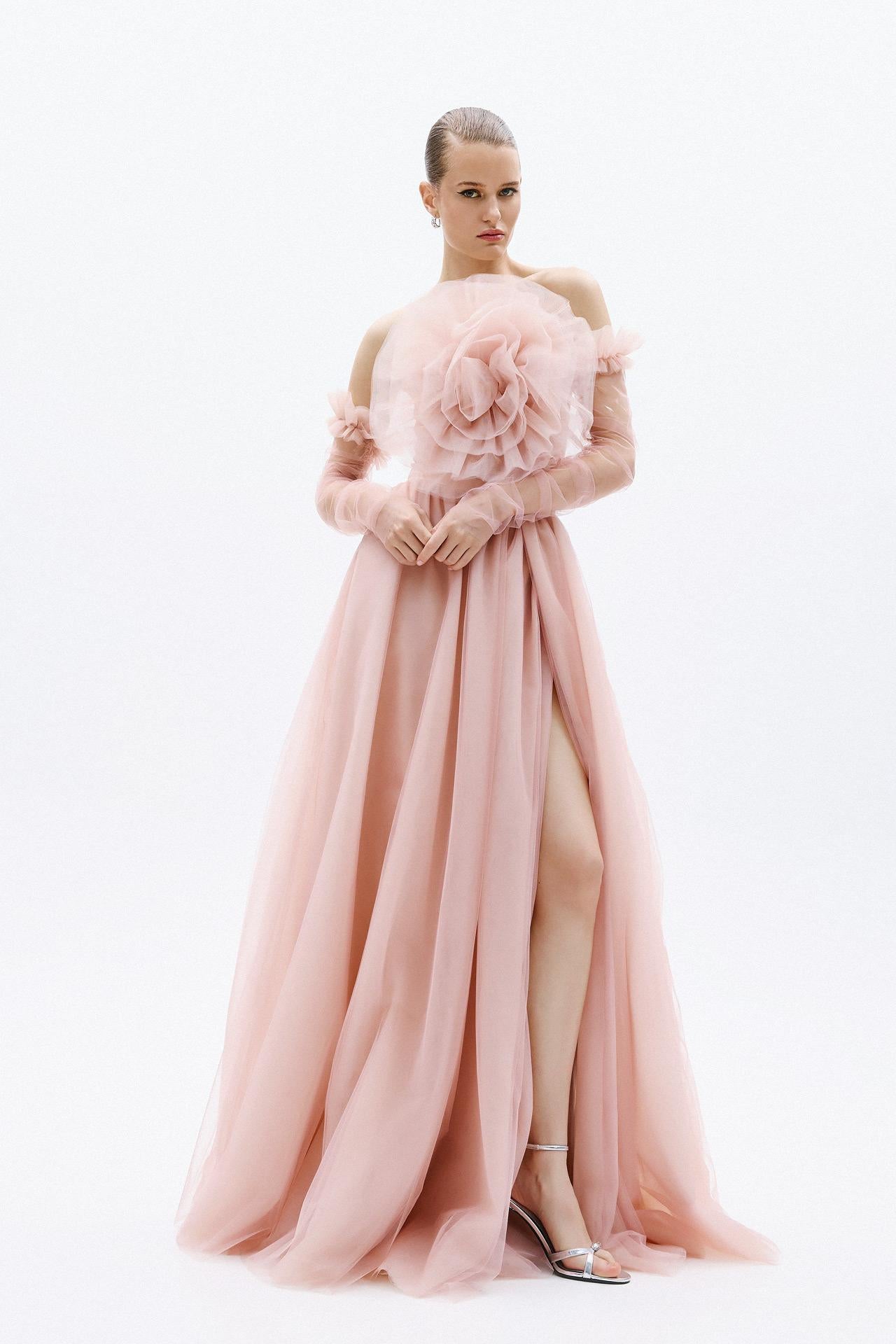 abito in tulle elegante A4859 NUDE ALLURE 