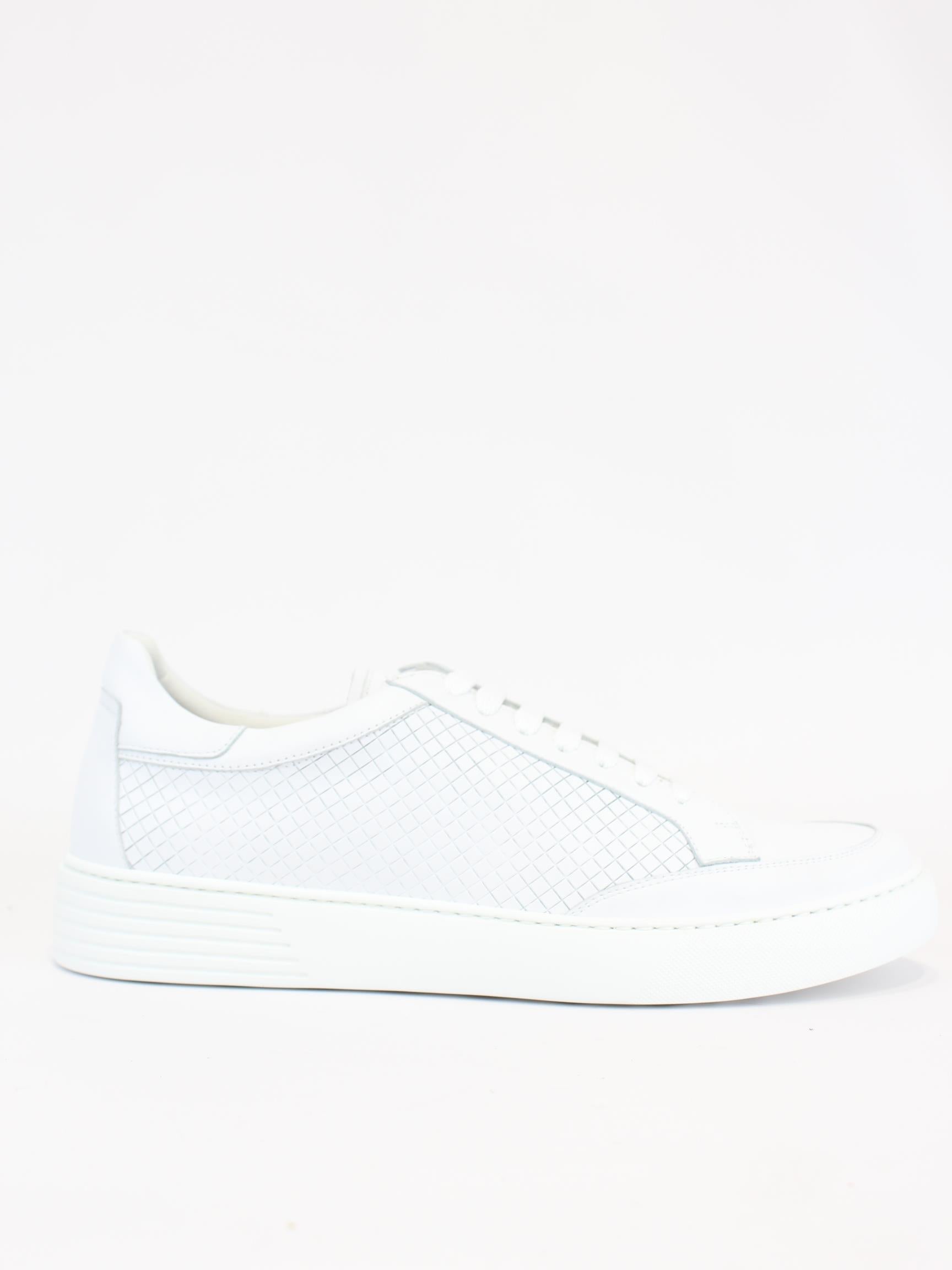 sneakers in pelle con fantasia quadri 1040S2 POLO WHITE ROSSI 
